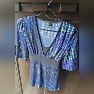 Iz Byer Black and Blue Dot Dress